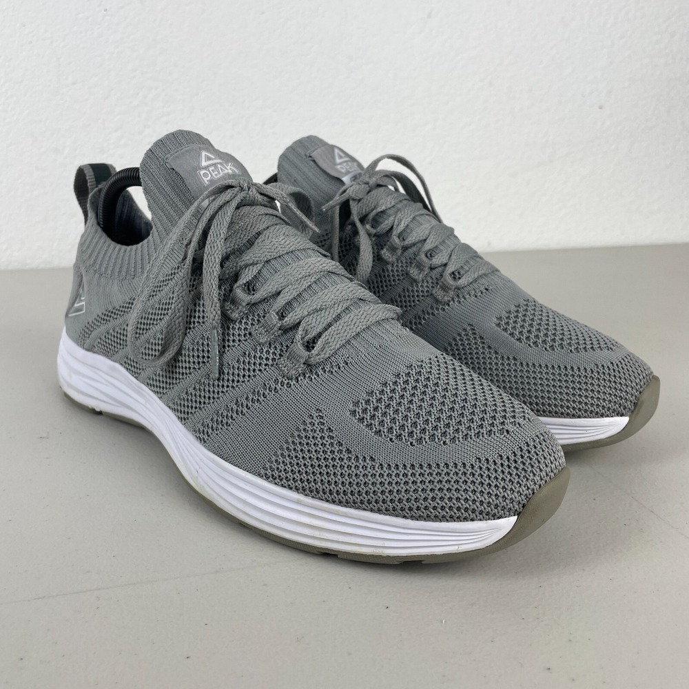 PEAK Shoes Mens 9.5 Gray Sport Lightweight Comfortable Slip On Running
